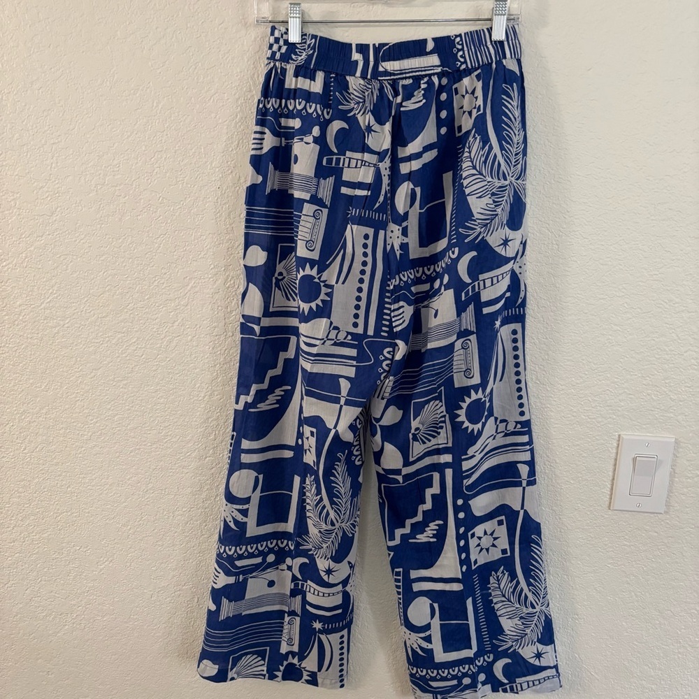 Haute Hippie Blue Graphic Wide Leg Pants